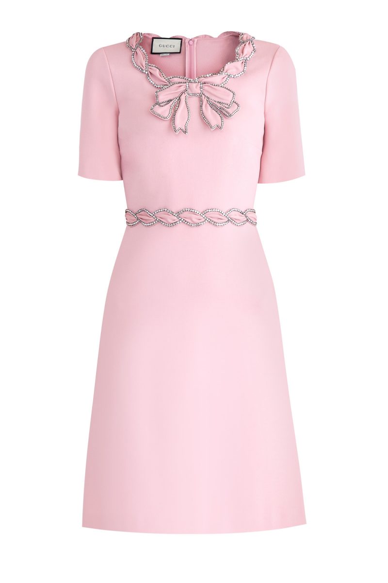 Платье в стиле 60-х с бантами и кристаллами из хрусталя GUCCI G501513 5184