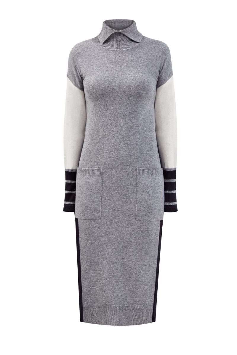 Платье из шерсти и кашемира с контрастной спинкой LORENA ANTONIAZZI a20129am005