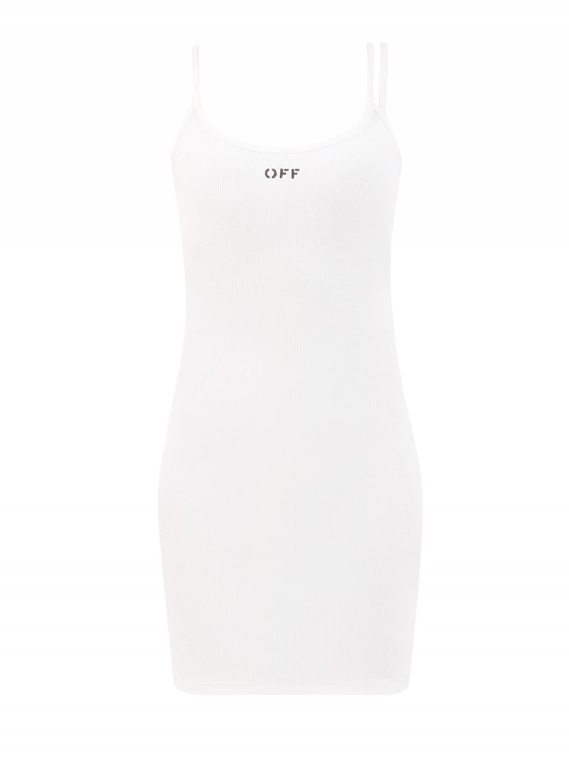 Минималистичное платье из эластичной хлопковой пряжи OFF-WHITE owdb304r21fab0010110