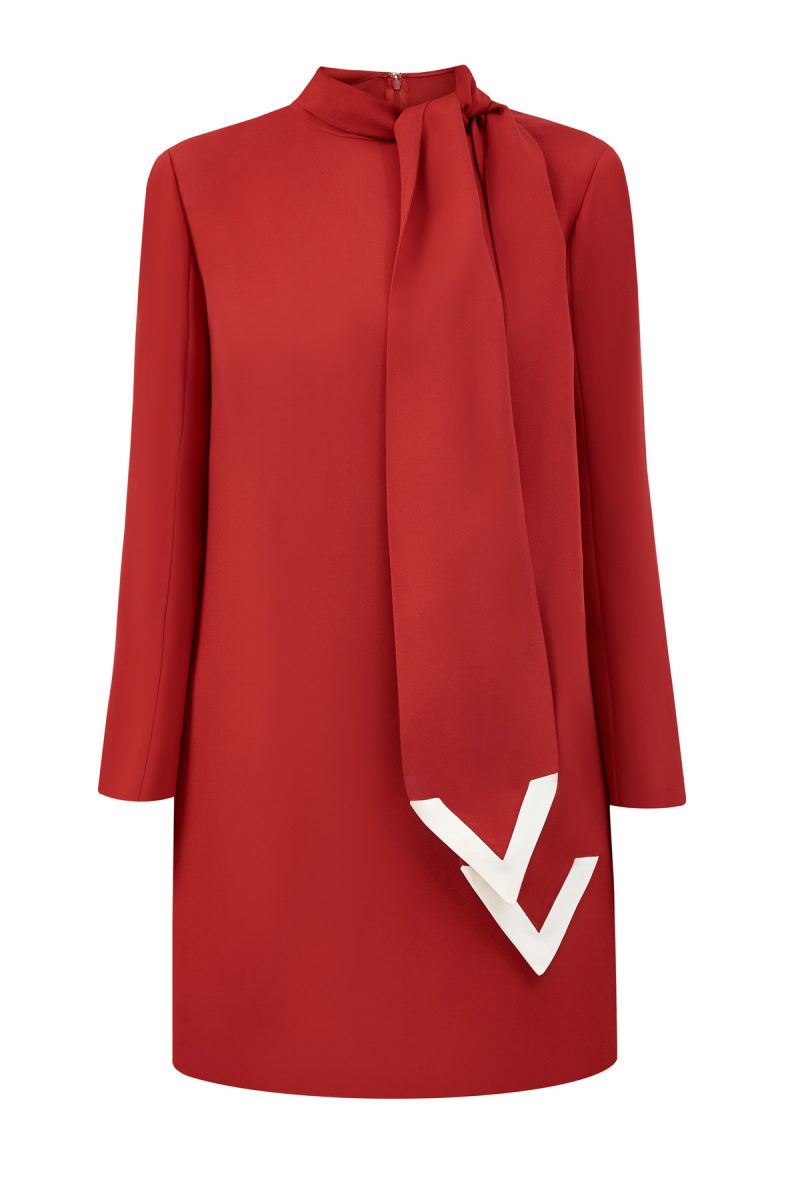 Струящееся платье с рукавами-клеш и контрастной символикой «V» VALENTINO tb3vaqi54nk ra0