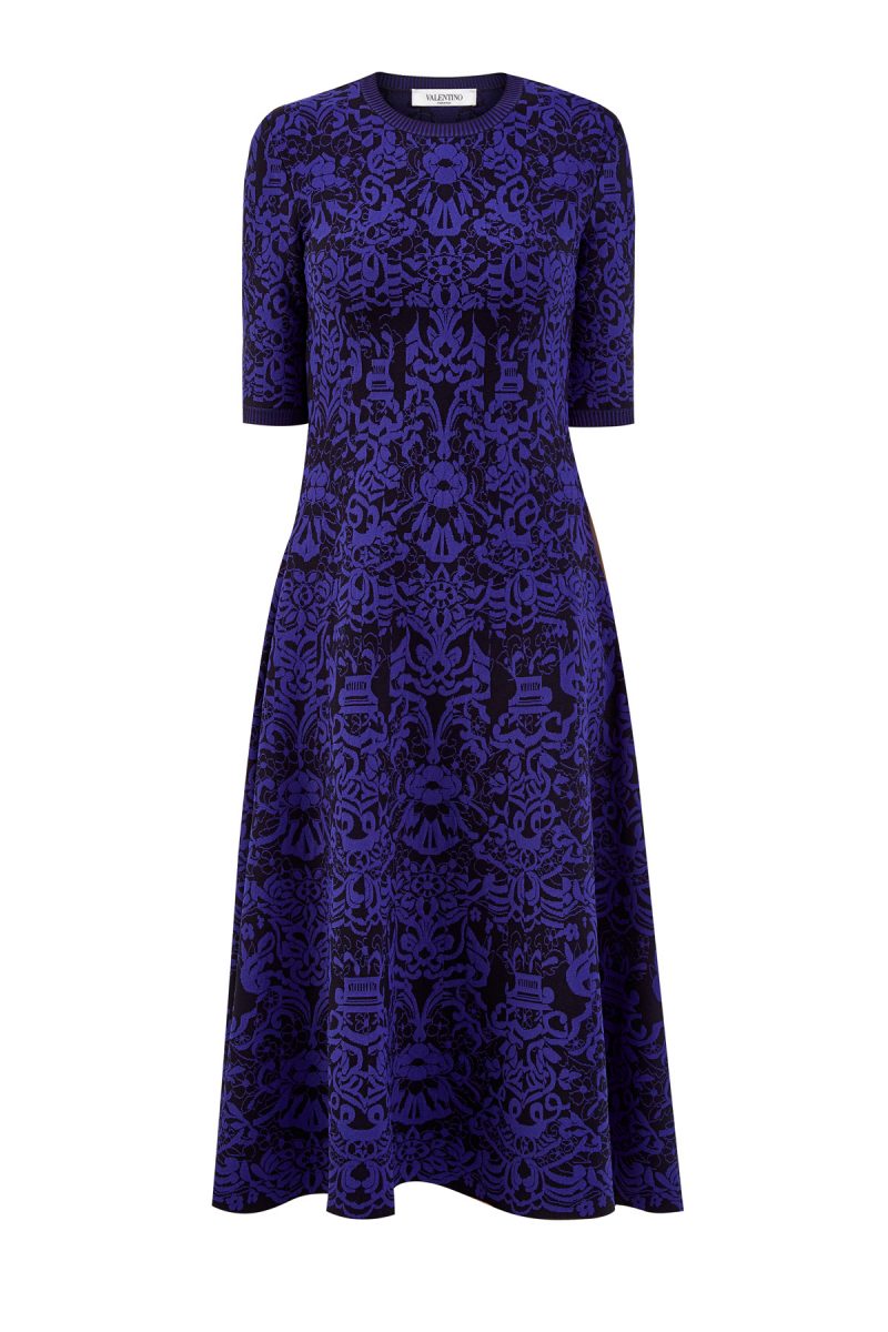 Приталенное платье из фактурного трикотажа с интарсийным узором Bluegrace VALENTINO ub3kda765n1