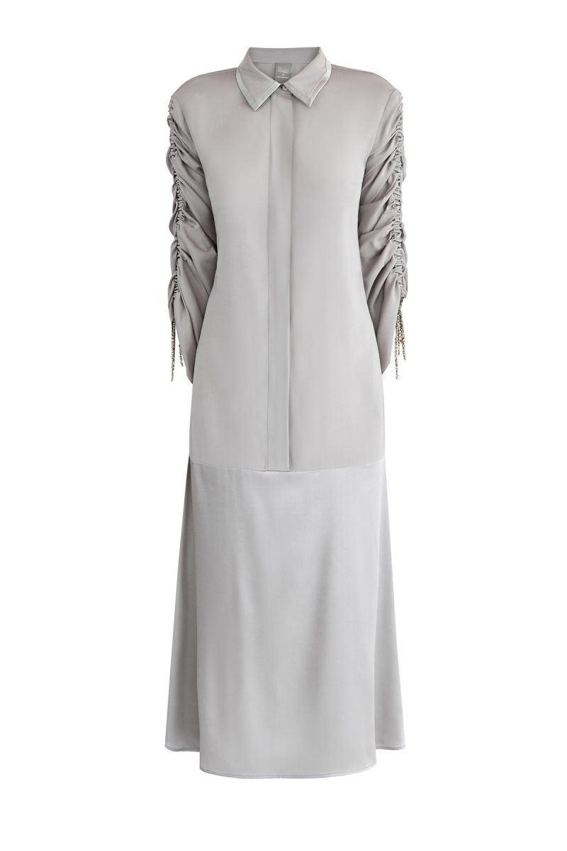 Платье-рубашка из двух видов шелка с кристаллами на подвесках LORENA ANTONIAZZI