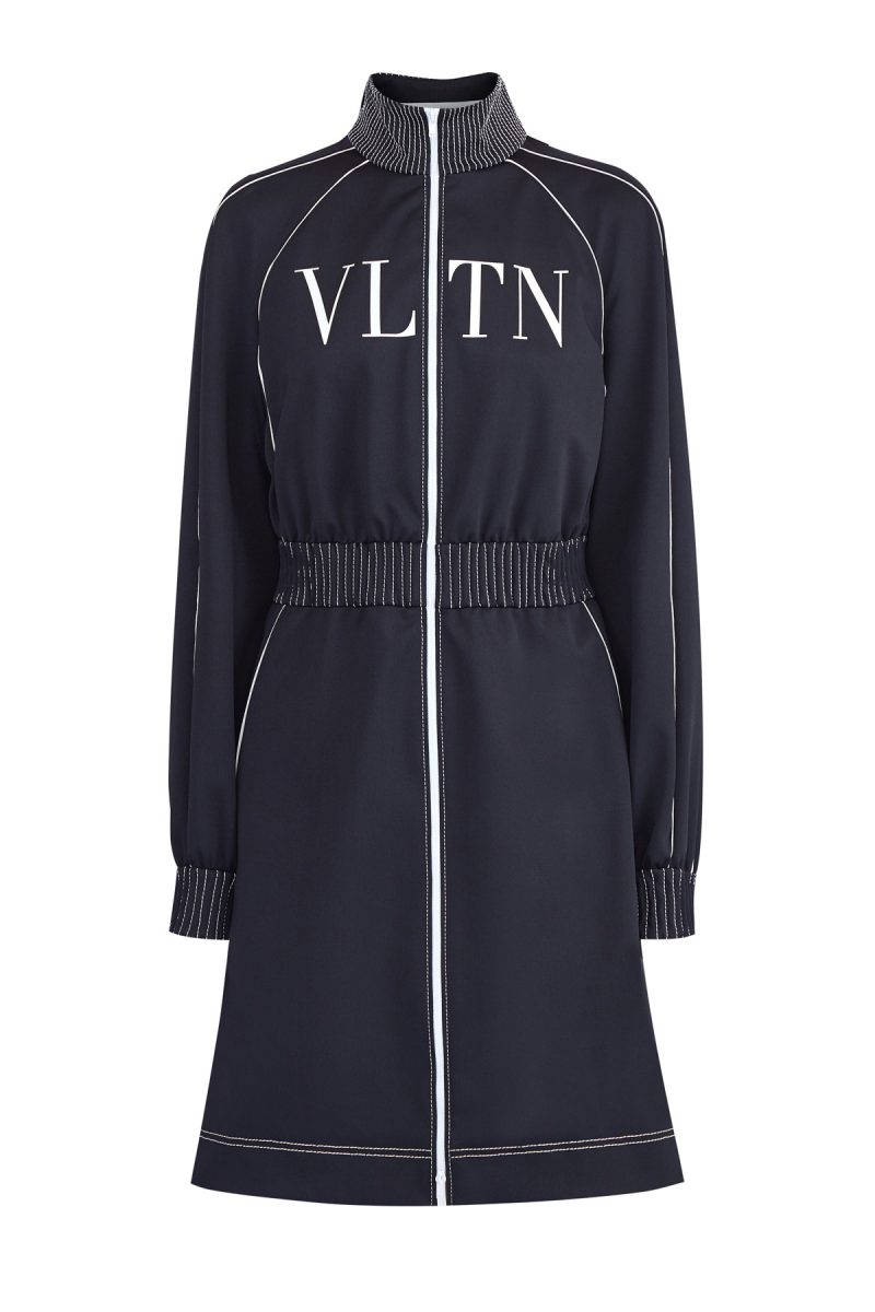 Платье в стиле спортшик с логотипом VLTN и контрастной отделкой VALENTINO
