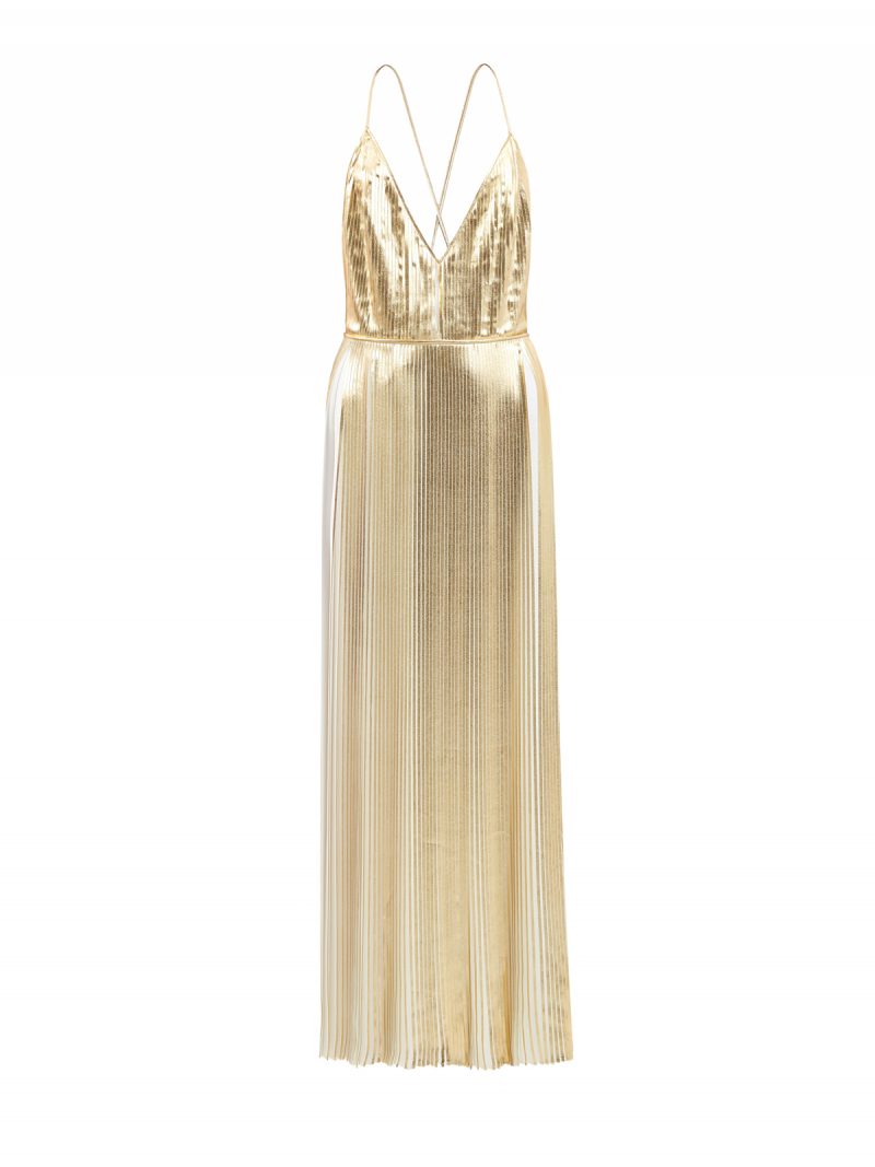 Платье оттенка металлик с глянцевой текстурой и плиссировкой VALENTINO