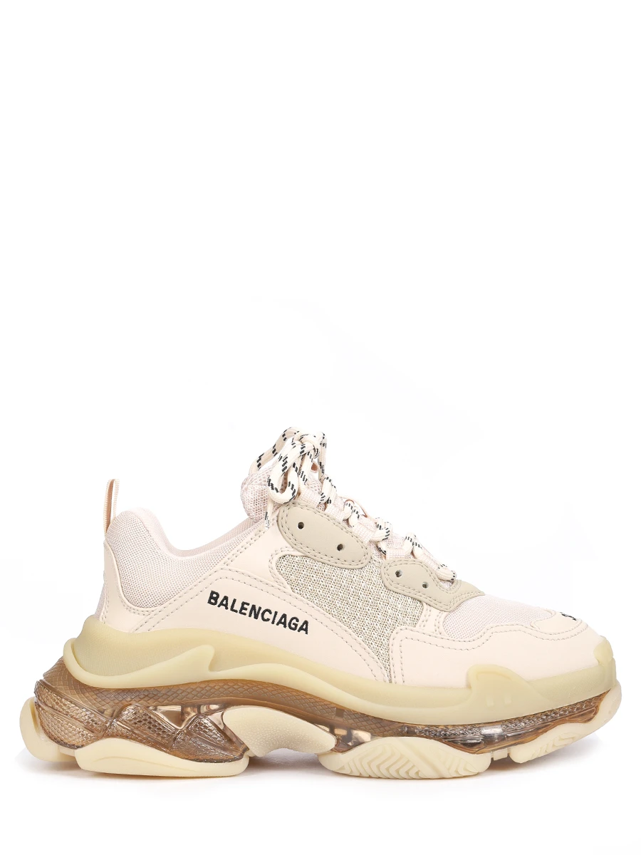 Кроссовки комбинированные Triple S BALENCIAGA женские бежевые