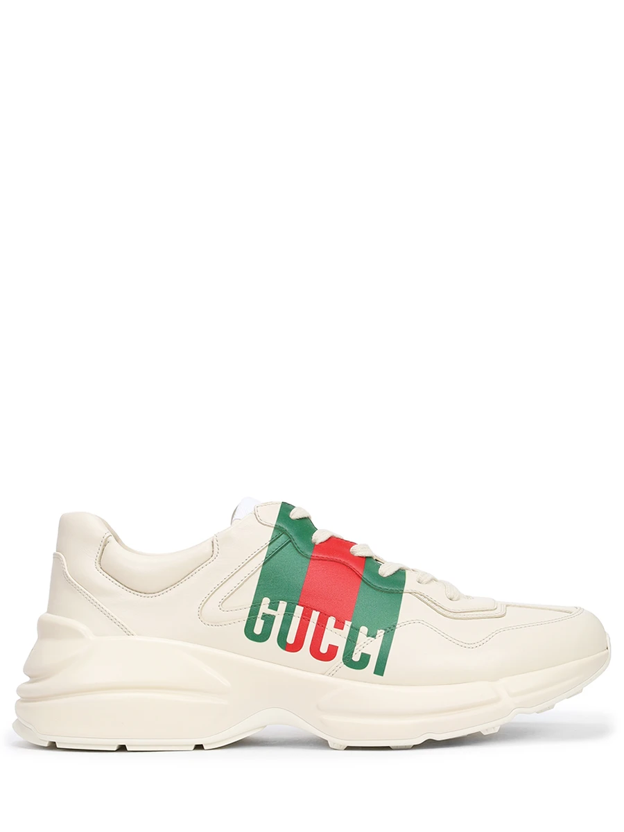 Кроссовки кожаные Rhyton GUCCI мужские бежевые